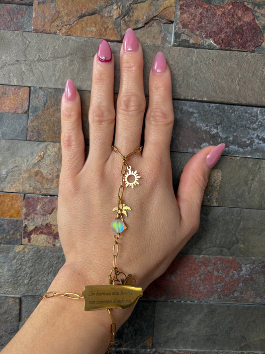 Brazalete Boricua con Anillo (hand chain finger bracelet) - Que Color?