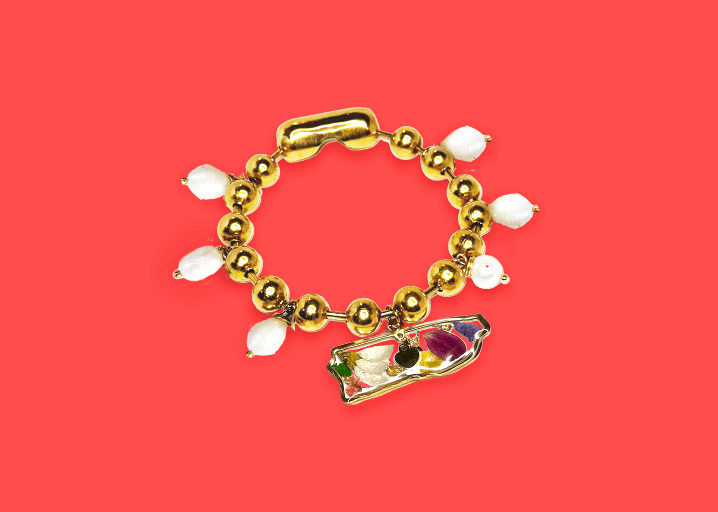 Isla del Caribe Brazalete con Perlas y Mapa de Puerto Rico con Flores en Resina - Qué Color?