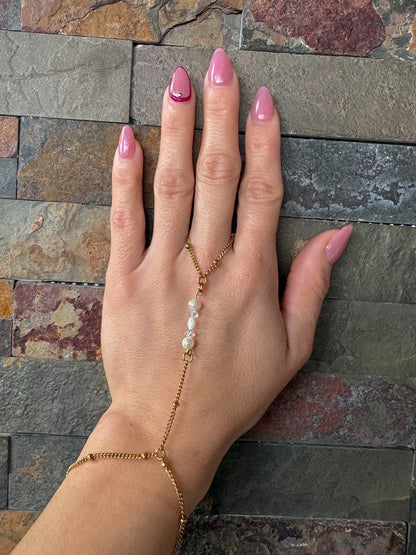 Pulsera con anillo, perlas y cristales - Que Color?